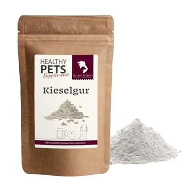 Freund & Pfote Healthy Pets Kieselgur Pulver getrocknet (E551c) Hund und Katze| fein gemahlen | Zusatzfuttermittel für Hunde und Katzen | plastikfrei verpackt (500 Gramm)
