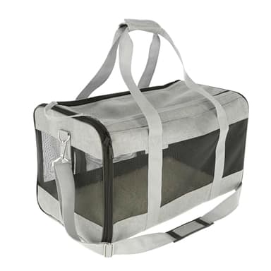 Kerbl Pet Tragetasche Casual, Transporttasche, grau/schwarz, 52x31x31cm, für Hunde und Katzen bis 12kg, mit Tragegriff und Schultergurt