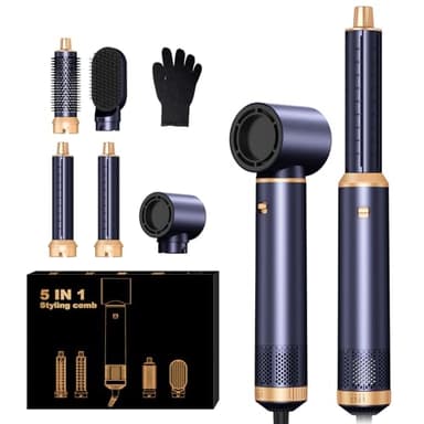 5 in 1 Hairstyler Rundbürstenföhn 1000w Haartrockner,Airstyler Lockenstab mit Luft, 3 Temperaturregelung, Föhnbürste, Geben Sie dem Haar Volumen, Glätten, Locken und Föhnen Sie Trockenes Haar