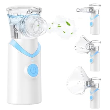 Inhalationsgerät,Larair Inhaliergeräte für Erwachsene & Kinder,Leiser Vernebler,Wiederaufladbarer und Tragbarer Inhalator,Inhalator mit Selbstreinigungsfunktion & Einstellbarem Sprühvolumen,Blau-Weiß.