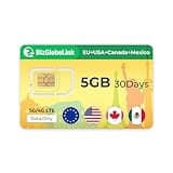 EIOTCLUB Prepaid SIM für Reisen, BizGlobeLink SIM-Karte Internationale Nutzung in USA, Kanada und Mexiko, nur Daten, 5G/4G LTE, ohne Vertrag, nachfüllbar, für Handys, WLAN-Router & Tablets