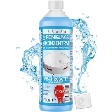 BMUT 1x 1000ml Wischroboter Reinigungsmittel Konzentrat mit Frische-Duft & Dosierbecher | Streifenfrei & schaumarm | Saugwischer | Bodenreiniger