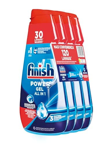 Finish Powergel Geschirrspülmittel Fresh, Spülmaschinengel, 120 Waschgänge, 4 Packungen mit je 30 Spülmaschinen