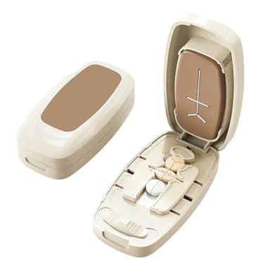 SUNNIFLY Tablettenteiler für alle Tabletten, Tragbarer Tablettenschneider kann Tabletten 1 in 2, 1 in 3, 1 in 4 teilen, Tablettenzerteiler für unterwegs und zu Hause (milchig weiß)