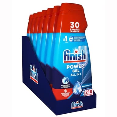 Finish Powergel Geschirrspülmittel Fresh, Spülmaschinengel, 210 Waschgänge, 7 Packungen mit je 30 Spülmaschinen