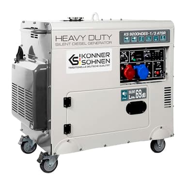 Könner & Söhnen KS 9200HDES-1/3 ATSR - Stromerzeuger 18PS, 4-Takt Dieselmotor mit E-Start, Vorwärmer, Automatischer Spannungsregler, Lärmarm, 7500/6400 Watt, 1x16A (400V)/ 1x32A (230V)