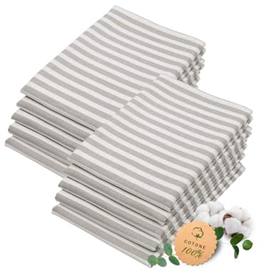 ZOLLNER 10er Set Geschirrtücher Baumwolle in 50x70 cm - saugstarke und langlebige Küchentücher - waschbar bis 60°C – in grau gestreift- Gastronomiequalität - Oeko Tex® Zertifiziert