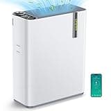 Dhyala Luftreiniger Allergiker für Wohnung Raucherzimmer, HEPA Luftfilter gegen Schimmel Staub Pollen Tierhaare, CADR 450m³/h für 161㎡, App-gesteuert Air Purifier 22dB (White)