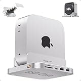 PULWTOP Mac Mini M4 Dock Mit M.2 SSD-Gehäuse (SSD Nicht enthalten), Mac Mini Hub Für Mac Mini M4 / M4 Pro 2024, Mac Mini M4 Zubehör Mit USB A/C 3.2 10 Gbit/S, USB A, SD/TF, Audio