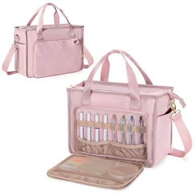 Prokva Kleine Lehrer Tragetasche für Damen, Arbeits Tragetasche Tote mit Seiten Taschen für Uni und Büro, Rosa