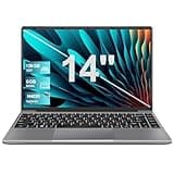 Laptop Win 11 con 5G WiFi, Laptops 14 Inch 6GB RAM 128GB SSD Erweiterung 1TB, BT 4.2 3.0 Übertragung Anschluss 1920*1080 FHD, Notebook With Mini Multimedia Anschluss & Deutscher Keyboardfilm-Grey