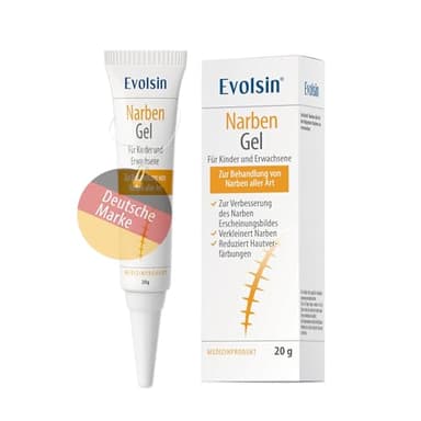 Evolsin® Narbengel für Kinder & Erwachsene – Narbensalbe reduziert die Sichtbarkeit von Narben und verringert Gewebespannung & Juckreiz – Narbencreme für Narben aller Art (20 g)