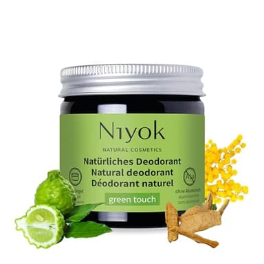 Niyok 2-in-1 anti-transpirante Deocreme "Green Touch" (40ml) • Natürliches Deo ohne Aluminium • 24h Schutz vor Geruch & Schweiß • Deodorant Creme Unisex • Feste Deo Creme vegan