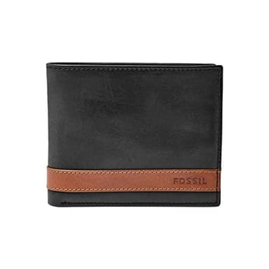 Fossil Brieftasche für Herren Quinn, 100% Leder Bifold schwarz 11,4 cm L x 2,5 cm B x 9,5 cm H ML3653001