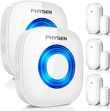 Tür Fenster Sensor klingel Türsensor mit Magnetsensor, 58 Klingeltöne mit LED-Anzeige für Zuhause/Büro/Geschäfte, 600 Fuß Reichweite,schwarzer Stecker-Empfänger,5 Lautstärkestufen