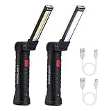 Mcbazel LED Arbeitsleuchte Wiederaufladbare,USB-Taschenlampe Arbeitsleuchte 5 Modi COB Werkstattlampe Handlampe 360° Drehbare COB Taschenlampe Magnetclip für Camping/Auto Reparatur/Outdoor - 2Pack