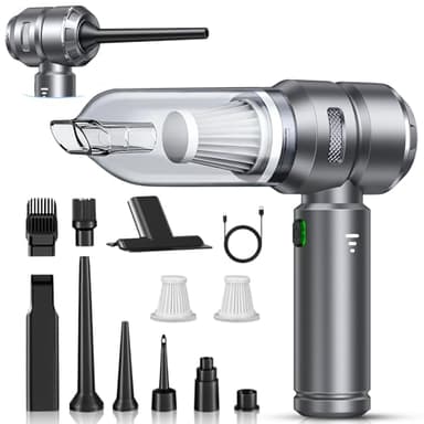 Handstaubsauger, 26000Pa Akku Staubsauger Kabellos, Stark Handstaubsauger Kabellos, 4-in-1 Autostaubsauger mit Bürstenloser Motor, 3 Stufen Mini Staubsauger für Tierhaare, Auto, Haushalt, Darkgrau