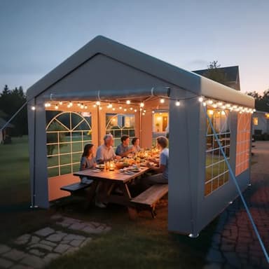 arvioo Partyzelt, Mach Dein Garten zur Partyzone, Pavillon 3x4 Wasserdicht Stabil Winterfest UV-beständig mit 2 Seitenwänden & 2 Giebelteilen, Festzelt aus Verzinkte Stahlgestänge & PE-Plane (Grau)