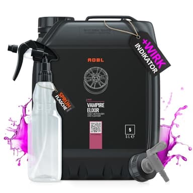 Felgenpflege Set: ADBL Vampire Elixir Felgenreiniger 5L Premium Felgenreiniger Alufelgen + Ablasshahn & Sprühflasche 500ml - schonende & gründliche Reinigung für Alufelgen & Stahlfelgen | 3-teilig
