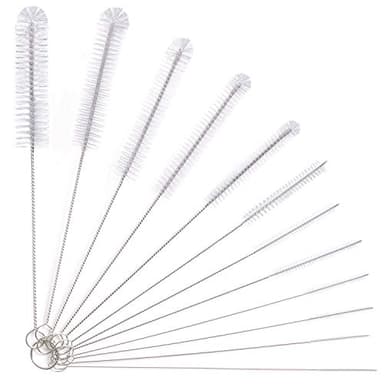 Vicloon Kleine Reinigungsbürste Für Kaffeevollautomat, 12 Pcs Strohhalm Bürste Set, Flasche Reinigungsbürsten Milchschlauchbürste Nylon Schlauchbürste Set für Teekanne Düse, Flaschenbürste Dünn - Weiß