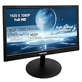 15,6 Zoll Kleiner PC Monitor FHD 1920x1080P, Eingebauter Lautsprecher, 300cd/m², HDR, 72% NTSC Tragbarer LED Monitor, HDMI, VGA, VESA unterstützt, Mini Desktop Display Sekundäre Monitore für Laptop