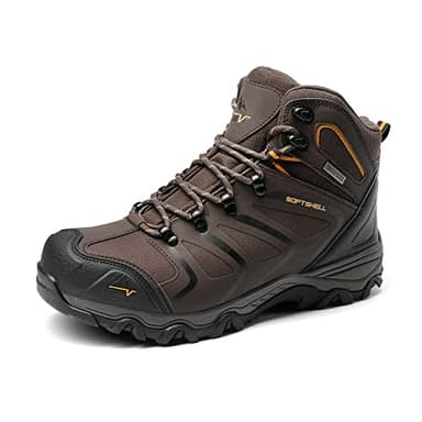 NORTIV 8 Herren Outdoorschuhe Wanderstiefel Trekking Wanderschuhe Wasserdicht Mid Kletterschuhe Bergsteigen Hiking Boots Armadillo Serien,Size 45,Braun/Schwarz,160448_M-E