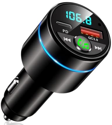 Mohard Bluetooth Adapter Auto, Ganzmetall FM Transmitter Auto Bluetooth mit PD 30W & QC3.0 18W Schnellladung, Freisprechanlage Bluetooth5.3, Rauschunterdrückung Mikrofon, Ringlicht