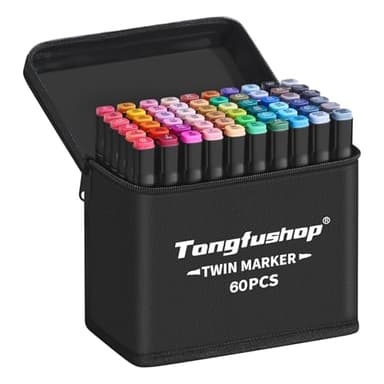 Tongfushop 60 Alkohol Stifte Set, 2 Sekunde Schnell Trocknende Alkohol Marker Set, Doppelseitige Marker Stifte Filzstifte mit Anti-Seepage Abstandshaltern für Malerei, Zeichnung, Design, Manga