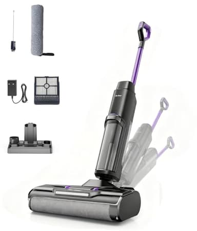 Redkey W15 Nass Trockensauger Akku,Selbstreinigender Mopp-Staubsauger,Kantenreinigung 6 mm,Dual-Wassertank-Unterstützung, 3 Reinigungsmodi,LED Spracherinnerung Geeignet für Hartböden,Selbstreinigung