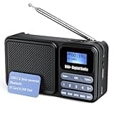 Gallypek tragbares DAB Radio, DAB plus Radio FM Radio mit Bluetooth 5.0& 80 Voreinstellungen Küchenradio mit Kabel oder 2000mAh Akkubetrieb, support Solar& USB charing USB flash drive/TF/AUX Anschluss