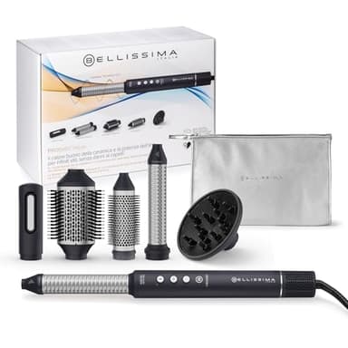 Bellissima Prodigy Digitaler 6-in-1-Heißluftstyler, Wellen, Locken, gleichmäßiges Volumen ohne Haarschäden, Digitaler Motor, Ionen-Keramik- und Coanda-Technologie, Wärmeregulierung