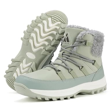 Mishansha Damen Winterschuhe Warm Gefüttert Winterstiefel rutschfest Outdoor Schneestiefel, Grün 39