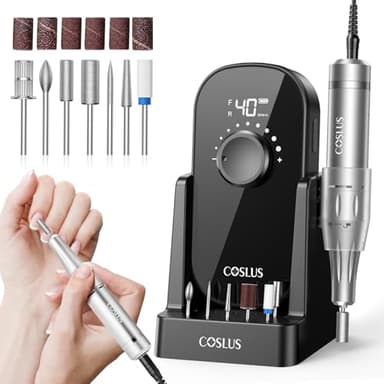 COSLUS Elektrische Nagelfräser 40000 U/min: 6-in-1 Professionell Nagelpflege Set für Gelnägel Acrylnägel Ideal für Salon und Zuhause Mit Gel-Entfernung und Pediküre-Funktion Tragbar und Geräuscharm