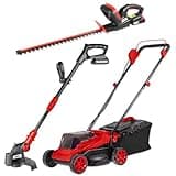 WALTER Akku Gartengeräte Set - Praktisches und zuverlässiges Akku Garten Set. Die wichtigsten Utensilien zum Thema Rasen und Hecke, Akku-Rasenmäher Akku Rasentrimmer, Akku Heckenschere