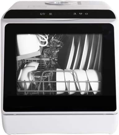 Fullwatt Mini Geschirrspüler, Freistehender Tischgeschirrspüler, mit/ohne Wasseranschluss nutzbar, ragbarer Geschirrspüler mit 5+1 Programme, Integriertem 5 Liter Wassertank (Black)