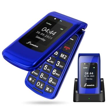 SweetLink F2PLUS Klapphandy ohne vertrag,Seniorenhandy ohne vertrag mit großen Tasten, 2,4" Farbdisplay,Dual-SIM,SOS, 1000mAh,Ladestation,Kurzwahl, FM-Radio,Kostenloser Kartenhalter und Schlüsselband.