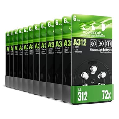 POWEROWL Hörgerätebatterien 312 72 Stück, Hörgerätebatterien Typ 312 P312 ZL3 PR41 Hörgeräte Batterien für Hörgerät, Hörverstärker, Hörhilfe (12x6)