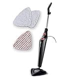 Vileda Steam Plus Dampfreiniger, PowerPad & 2 Mikrofaser-Pads, bis zu 99,9% Keimfreiheit, für alle Böden, Schwarzes Design