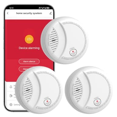 Hapippofa WiFi Rauchmelder mit App-Benachrichtigung, 10-Jahre Batterie, Vernetzbar, Geprüft nach DIN EN 14604, Optischer Rauchwarnmelder für Smart Home, Einfache Installation,3 PCS