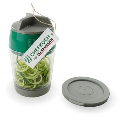 Chefkoch trifft Fackelmann Spiralschneider aus ABS & Edelstahl – 13 x ø9 cm – Für breite, schmale & kleine Spiralen – Mit Deckel & abnehmbarem Boden – Grün/Grau
