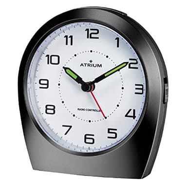 Atrium Funkwecker Analog Quarz ohne Ticken klassisches Design matt schwarz A620-7