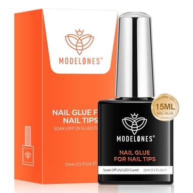 modelones Nagelkleber für Kunstnägel, Nail Glue, Nagelkleber für Tips Glue Gel Press on Nails, Uv Nagelkleber,Brauchen Aushärten unter Nagellampe, Selbermachen zu Hause Nail Art 15 ML