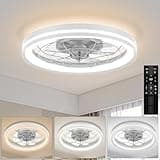 Deckenventilator mit Beleuchtung und Fernbedienung Modern, 48 cm Deckenleuchte mit Ventilator Lampe Decke Dimmbar, Leise Ventilator mit Licht LED Umkehrbaren DC Motor für Schlafzimmer Wohnzimmer