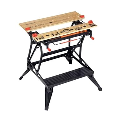 BLACK+DECKER Workmate Flexible Universal-Werkbank (klappbarer Sägebock – Arbeitstisch mit großer Arbeitsfläche, verstellbare Spannbacken, bis 250 kg belastbar, 74 x 25 cm) WM825-XJ
