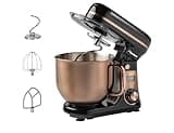 Bestron Küchenmaschine, Super Silent (65db) 4-1 Küchenmaschine mit DC-Motor, 6 Liter Rührschüssel, inkl. Knethaken, Rührbesen und Teigschläger, 6 Geschwindigkeitsstufen + Pulsefunktion, Farbe: Kupfer