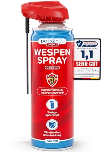 Patronus Wespen Spray 500ml - Wespenspray mit langem Sprührohr & effektiver Sofortwirkung für Wespen Abwehr, Mittel gegen Wespen & Wespennester - hochwirksames Anti Wespen Spray (PT19)
