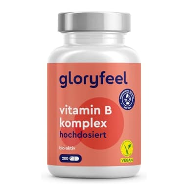 Vitamin B Komplex - 200 Kapseln (7 Monate) - 10-fach hochdosiert - Mit 500µg B12 + höchst bioaktiv - Alle 8 B-Vitamine (B1, B2, B3, B5, B6, B7, B9, B12) - Vegan & laborgeprüft