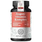 NATURE LOVE® Augenvitamin Komplex - 90 Kapseln mit Vitamin A - mit Lutein, Zeaxanthin und Vitamin E - vegan, hochdosiert, ohne unnötige Zusätze - in Deutschland laborgeprüft