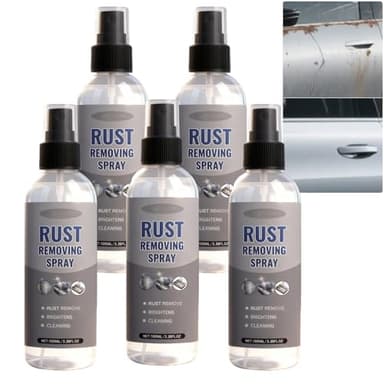 Rostentferner für Metall, Bügelflecken- und Mehrzweck-Rostentfernerspray, für Werkzeuge, Autos, Ketten, Fahrzeuge, Badezimmer, Waschbecken und Außenflächen, Autopflege und Reinigung (5Pcs)
