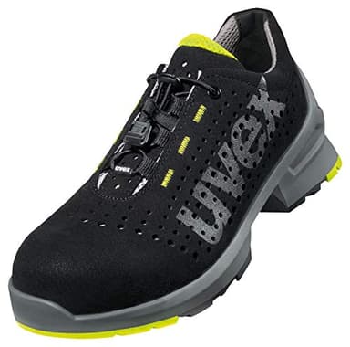 Uvex 1 gelochter Halbschuh, Sicherheitsschuhe S1 SRC, Arbeitsschuhe für Damen & Herren, Schwarz/Lime - Gr. 41
